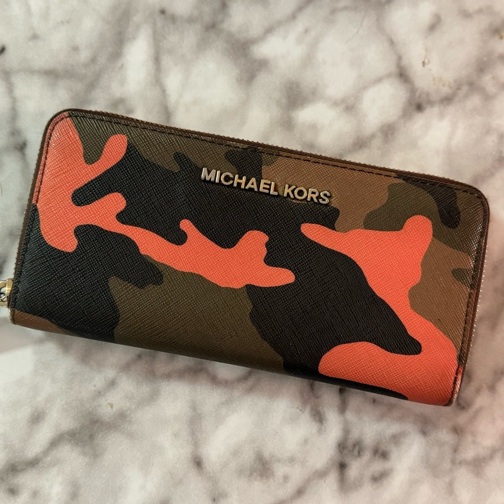 Michael Kors Orange Camouflage Wallet
